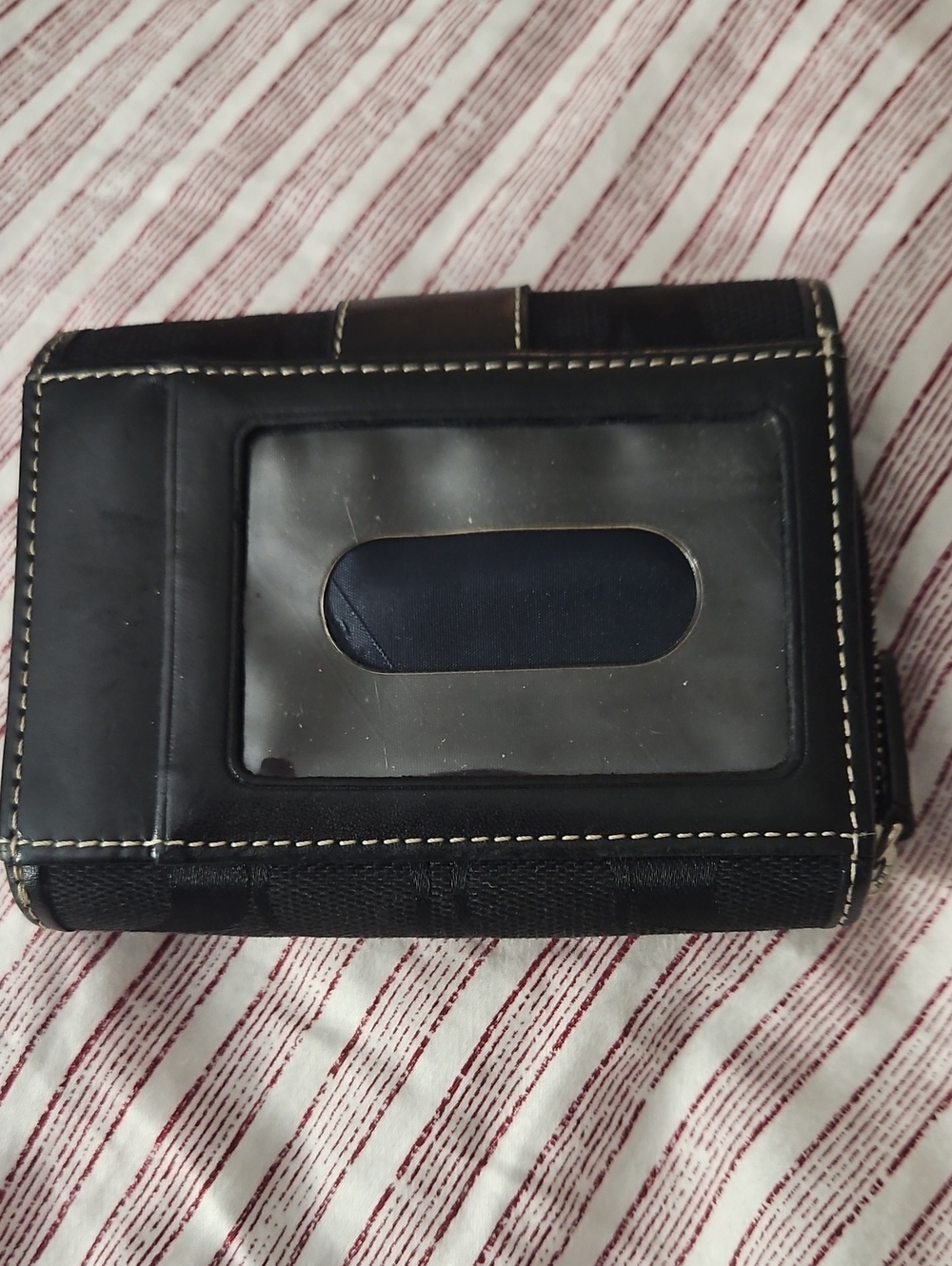 Coach Black Signature Canvas Tri Fold Wallet with Leather Trim - Picture 7 of 7